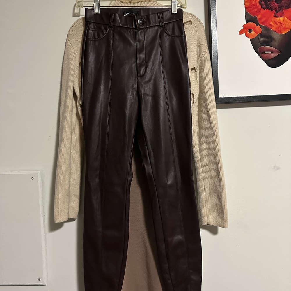 Zara Brown Dress Pants with High-Waisted Fit